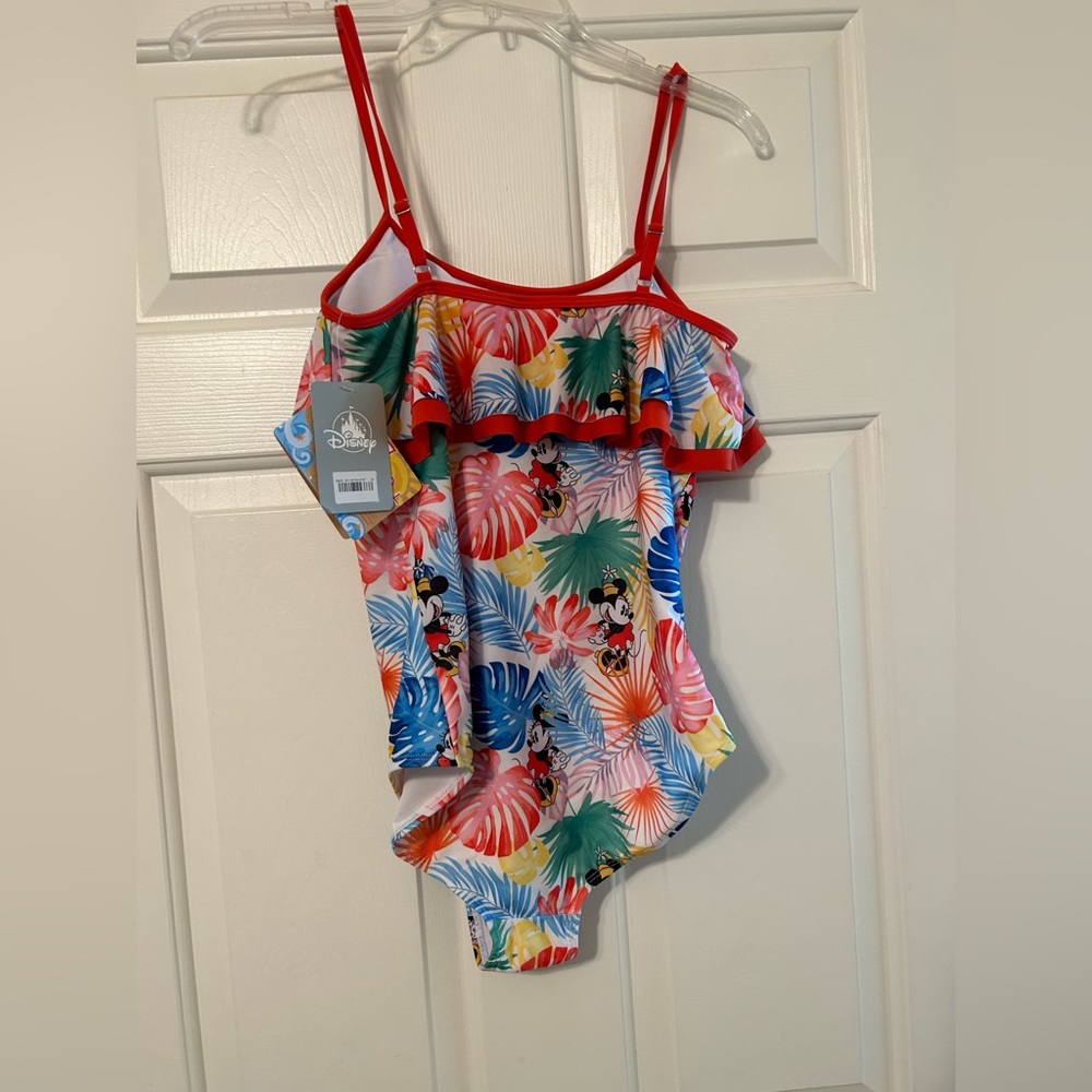 Disney Women’s Tropical Minnie One-Piece Swimsuit - Red, Blue, Green, Yellow - Picture 2 of 5
